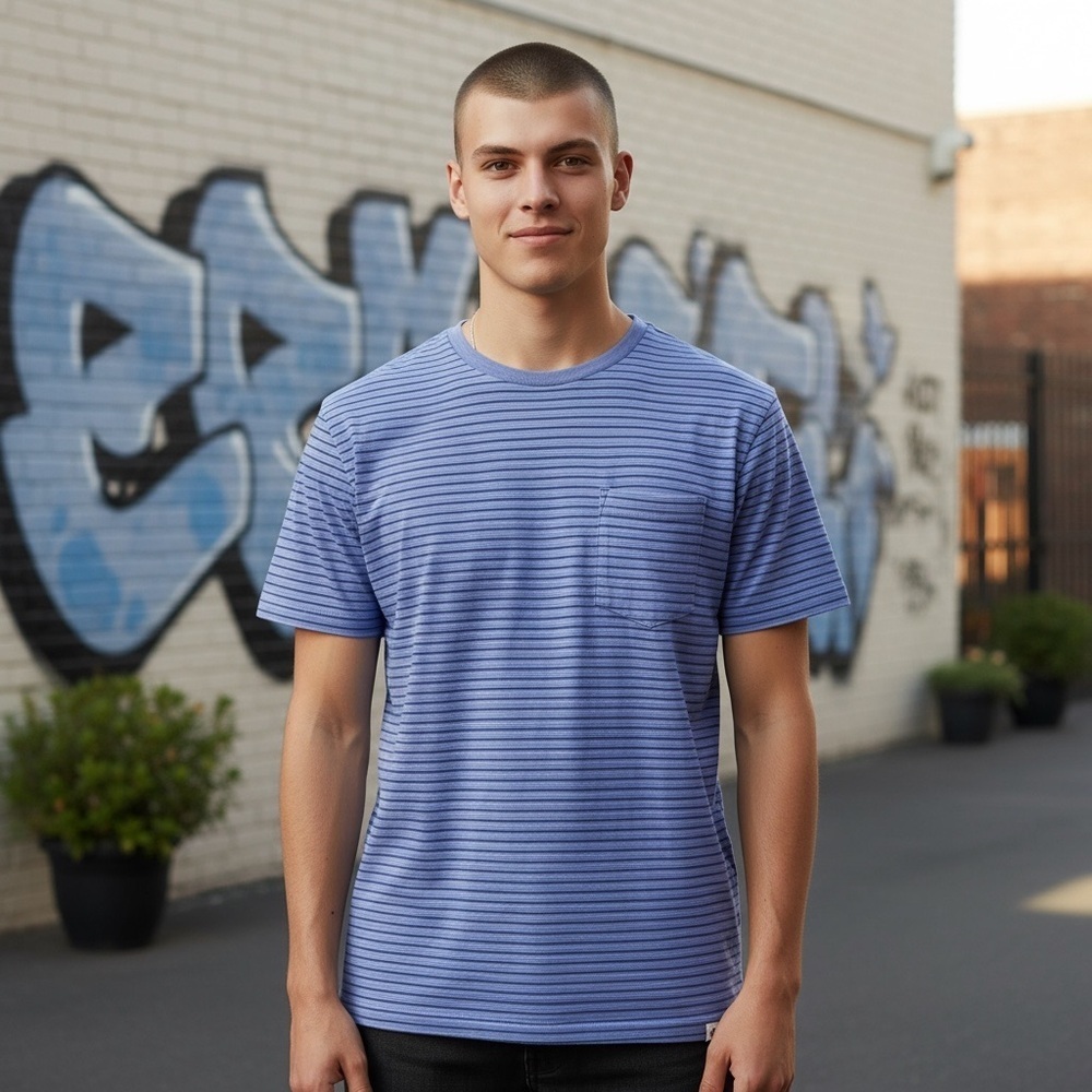 Grayers Blue Striped Short Sleeve T Shirt Men’s Size M NWT